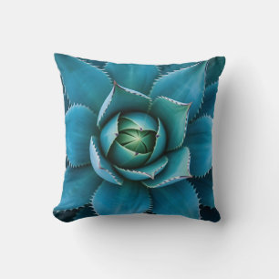 Coussin Agave Succulent Géométrique Turquoise Vibrant en M