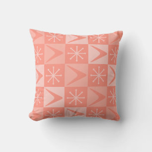 Coussin Âge atomique À damiers Boomerangs Peach