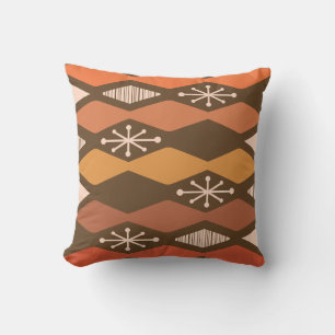 Coussin Age atomique Géométrique Brown Orange