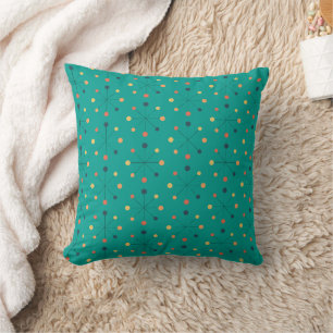 Coussin Âge atomique, MCM Motif Turquoise, Orange, Jaune