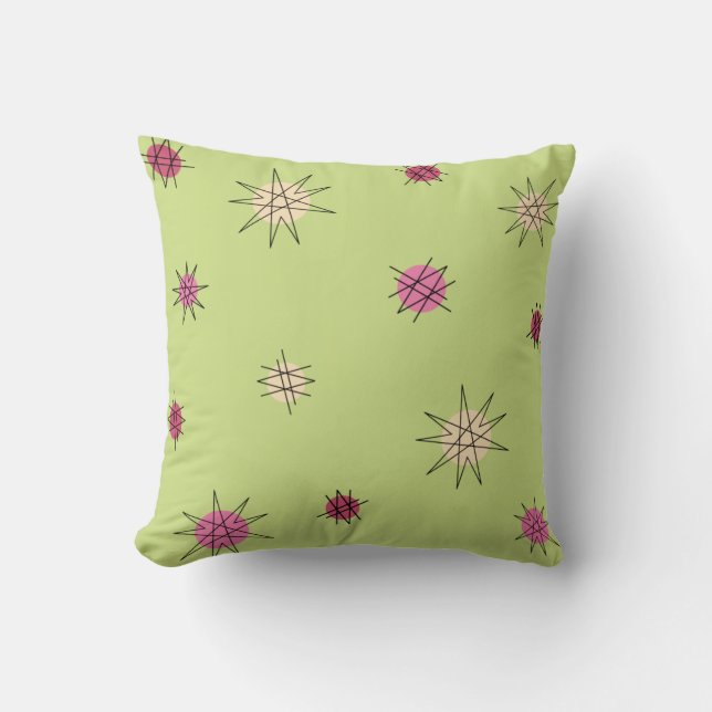 Coussin Age atomique Starburst Planètes Lime Green (Recto)