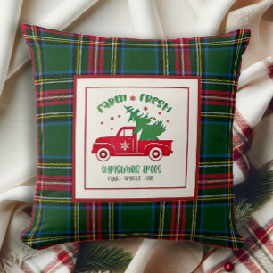 Coussin Agritourisme Arbres de Noël Classique Tartan Plaid