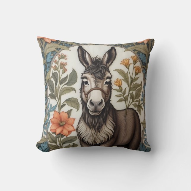 Coussin Agritourisme Donkey William Morris inspiré (Recto)
