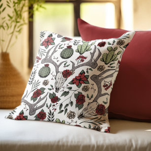Coussin Agritourisme Noël Floral Cerf Antlers