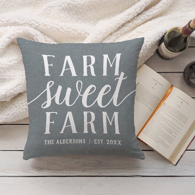 Coussin Agritourisme personnalisé bleu ardoise (Créateur téléchargé)
