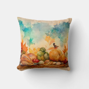 Coussin Agritourisme rustique Orange Citrouille d'aquarell