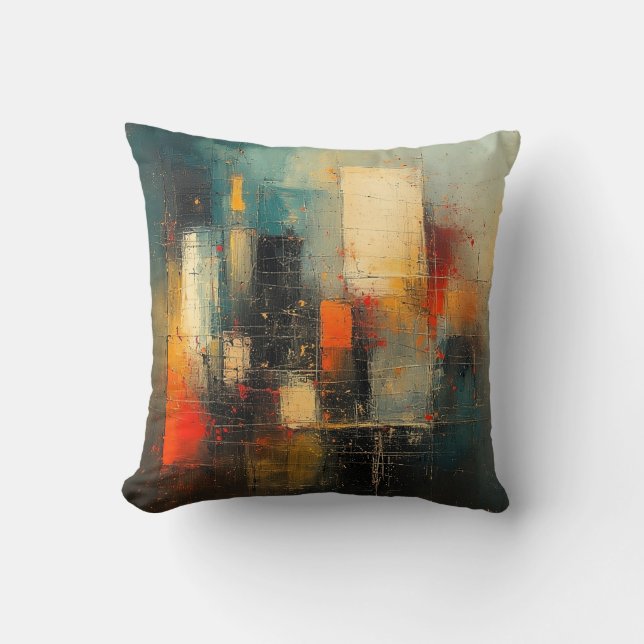 Coussin Ai généré ville abstraite et résiliente (Recto)
