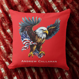 Coussin Aigle américain patriotique Drapeau USA 4 juillet