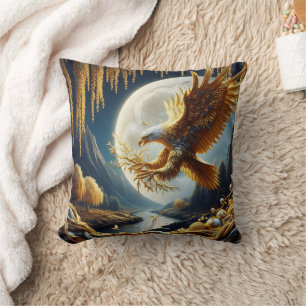 Coussin Aigle d'or perché sur la branche la nuit