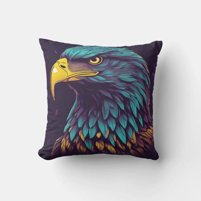 Coussin Aigle Majestic aux couleurs vives (Recto)