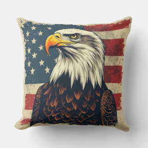 Coussin Aigle patriotique vintage pour fiers Américains