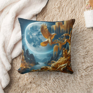 Coussin Aigle sur une branche en clair de lune