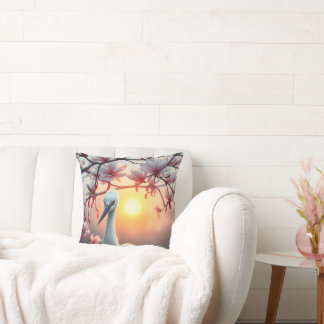 Coussin Aiguille du lever de soleil avec arbre à fleurs de