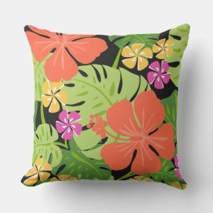 Coussin Ailani Hawaïen Hibiscus Tropical - Réversible