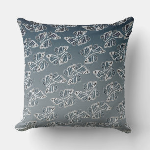 Coussin Ailes de papillon monarque bleu ombré