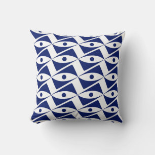 Coussin Ailes du Delta du milieu du siècle - blanc et mari