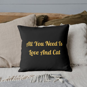 Coussin Aimer Et Chat Personnalisé Citation Cute Noir Or