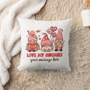 Coussin Aimer mes gnomes Valentines personnalisées