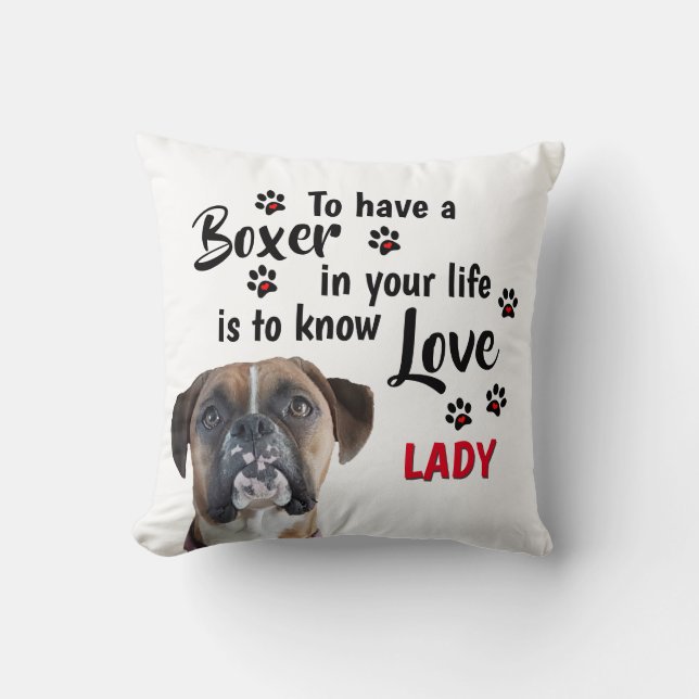 Coussin Aimer un chien de boxe (Recto)