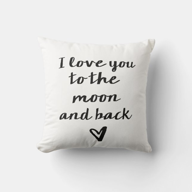 Coussin Aimez-vous à la lune et au coeur arrière (Recto)