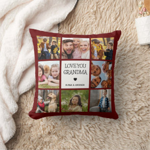 Coussin Aimez-vous grand-mère   Photo Collage Texte manusc
