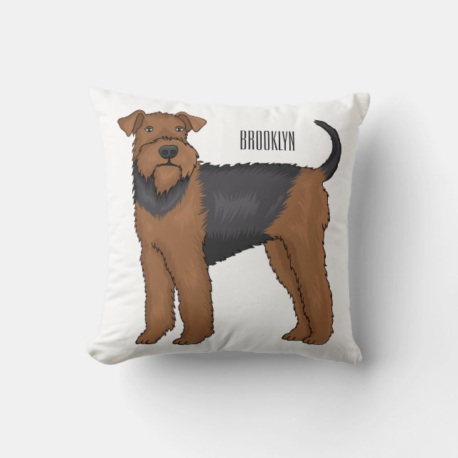 Coussin Airedale terrier dog cartoon (Recto)