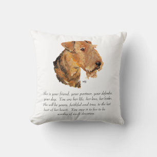 Coussin Airedale, Welsh, Lakeland Terrier Souvenir
