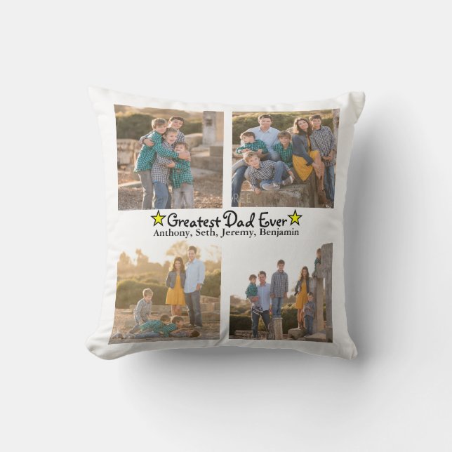 Coussin Ajouter 4 Collage photo Plus grand papa jamais Fêt (Recto)