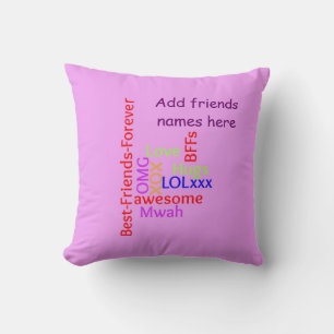 Coussin Ajouter des noms BFF meilleurs amis pour toujours 