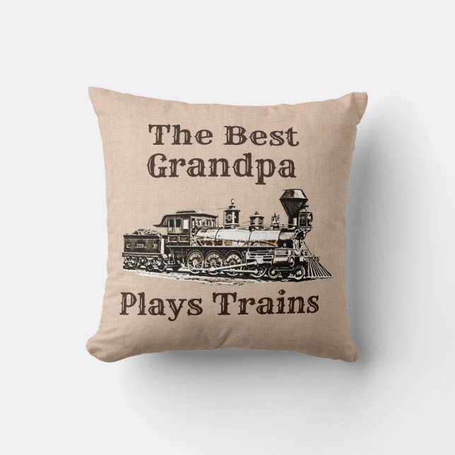 Coussin Ajouter le nom Plages Train à vapeur Grand-père gr (Recto)