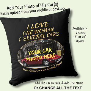 Coussin Ajouter Nom, Sa Photo De Voiture, Texte, I Love Wo