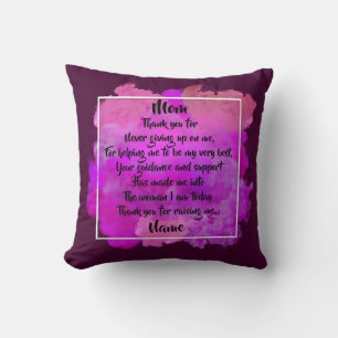 Coussin Ajouter un nom Changer le texte Merci Maman Fête d