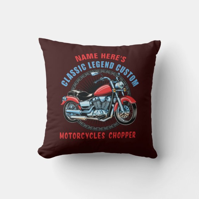 Coussin Ajouter un nom Classic Custom Red Motorcycle Chopp (Recto)