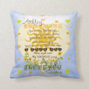 Coussin Ajouter un nom Coeurs et soleil