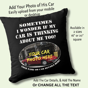 Coussin Ajouter Un Nom, Sa Photo De Voiture, Texte, Se Dem