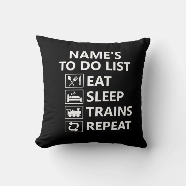Coussin Ajouter un nom Train de sommeil de l'alimentation  (Recto)