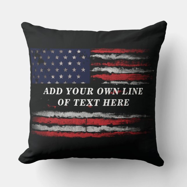 Coussin Ajouter votre propre texte sur grunge American fla (Recto)