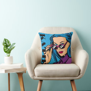 Coussin Ajoutez votre nom   Moderne Pop Art Girl