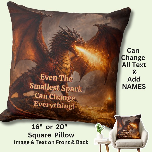 Coussin Ajoutez Votre Texte Nom Dragon de Feu Dans Son Rep (Créateur téléchargé)