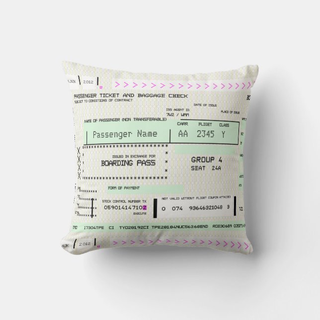 Coussin Ajuster Ce Billet D'Embarquement Aérien (Recto)