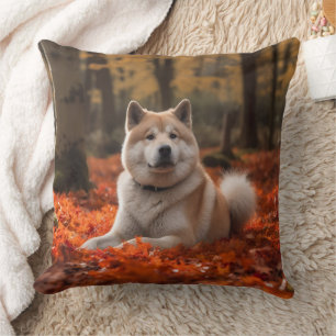Coussin Akita en automne Feuilles automne s'inspire