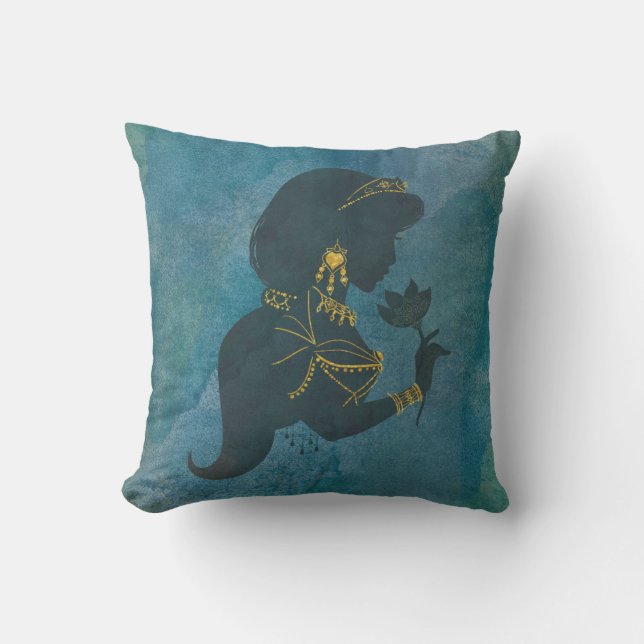 Coussin Aladin| Silhouette dorée de Jasmine (Recto)