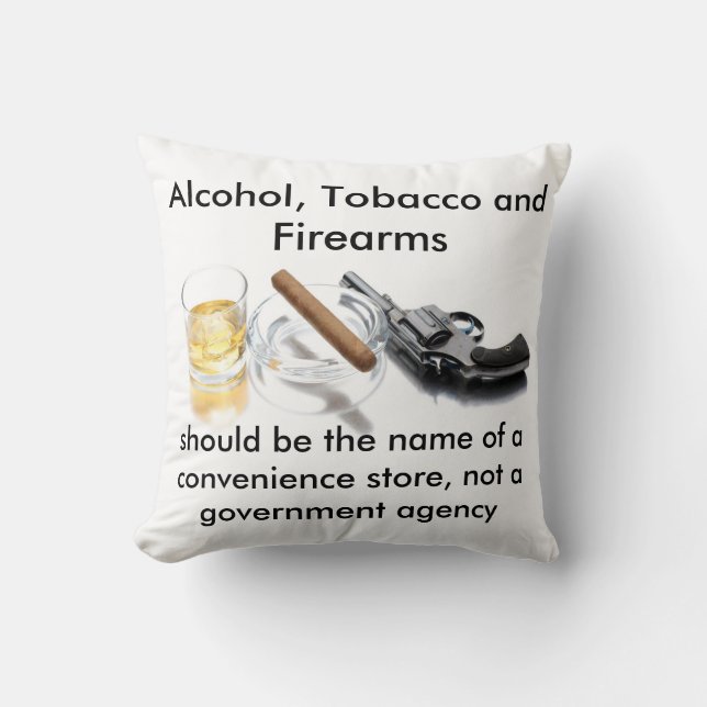 Coussin Alcool, tabac et armes à feu (Recto)