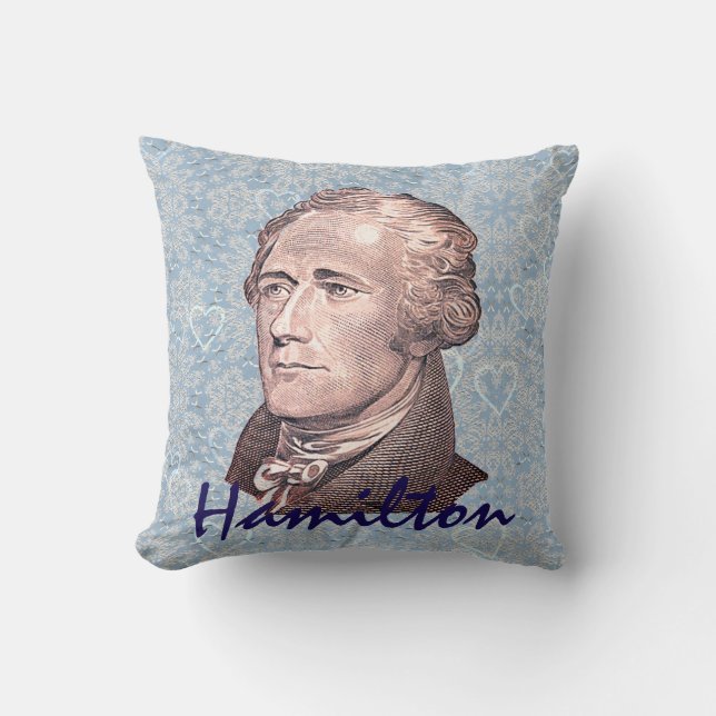 Coussin Alexander Hamilton sur Blue Lace & Heart Arrière - (Recto)