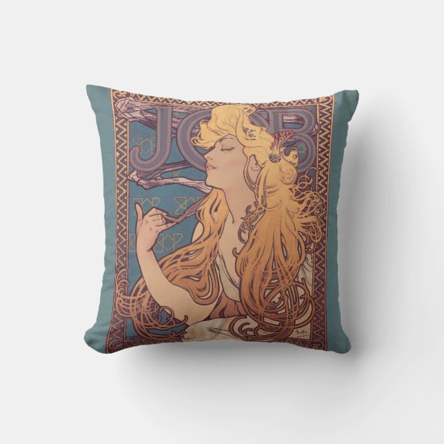 Coussin Alfonse Mucha Job Art Nouveau femme (Recto)