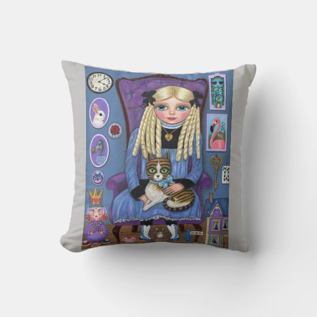 Coussin Alice à Wonderland & Dinah Cat Cute Fairy Tale (Recto)