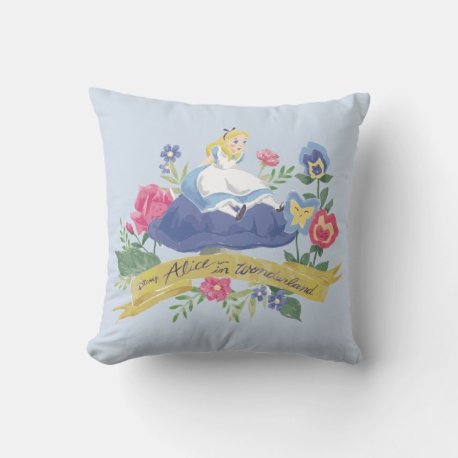 Coussin Alice au pays des merveilles| Alice dans l'aquarel (Recto)