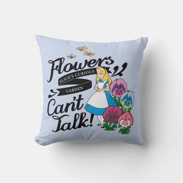 Coussin Alice au pays des merveilles| Alice et les fleurs (Recto)