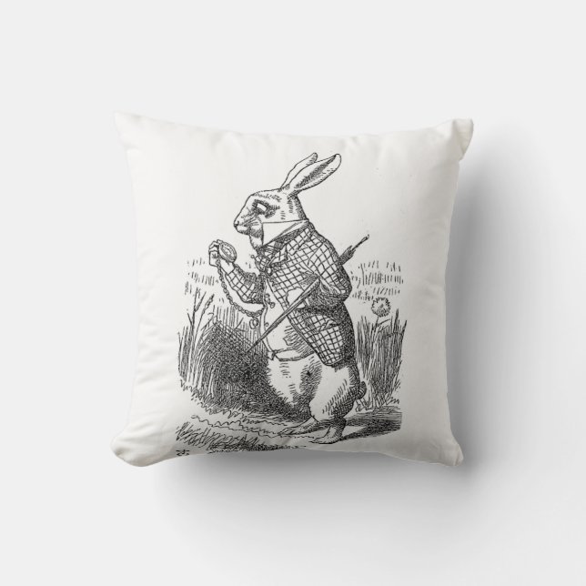 Coussin Alice au pays des merveilles le cru blanc de lapin (Recto)