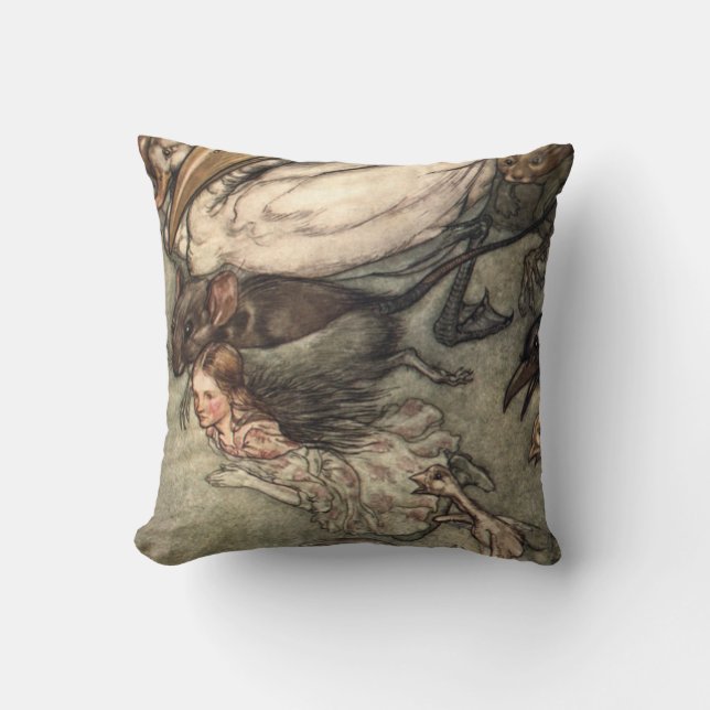 Coussin Alice au pays des merveilles par Arthur Rackham (Recto)